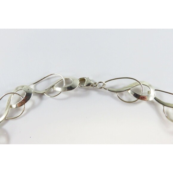 18" Sterling Silver Designer Style Fancy Twisted Metal Link Necklace Sterling TT - Picture 5 of 15